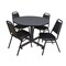 Kobe Kobe Round Table & Chair Set, Wood, Metal, Vinyl Top, Grey TKB48RNDGY29BK - alternate 1